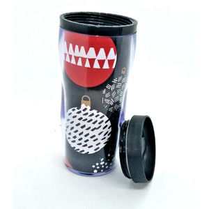 STARBUCKS 2016 Christmas Holiday Ornaments Red Black TRAVEL MUG COFFEE CUP 16oz